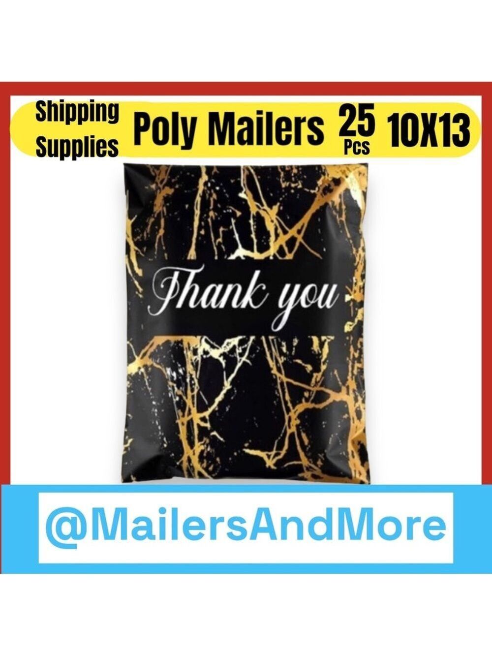 25 10X13 Poly Mailers Black Gold Veins Shipping Envelopes Bags PRICE IS FIRM - Picture 6 of 10